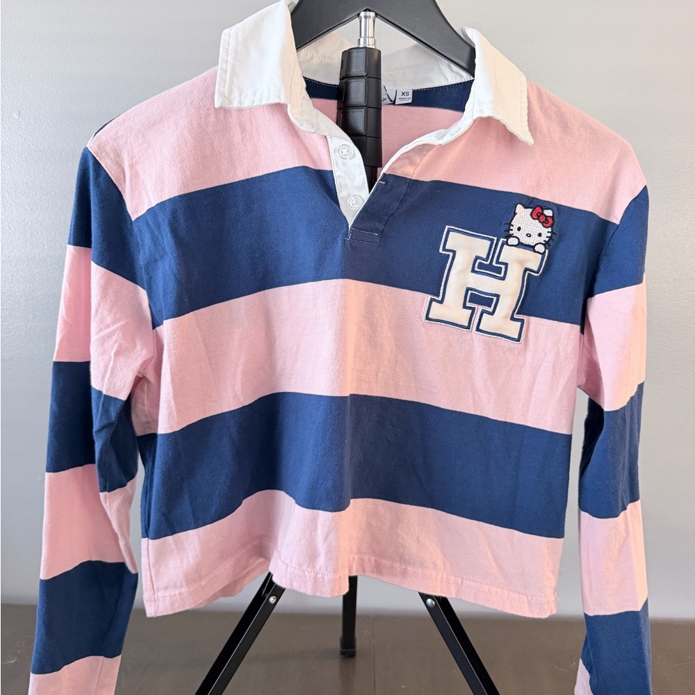 Aeropostale Pink and Blue Striped Kids Polo